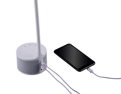 Bostitch LED Desk Lamp with Bluetooth Speaker & USB Charging Port, 14.63"H, White (VLED1817-BOS)