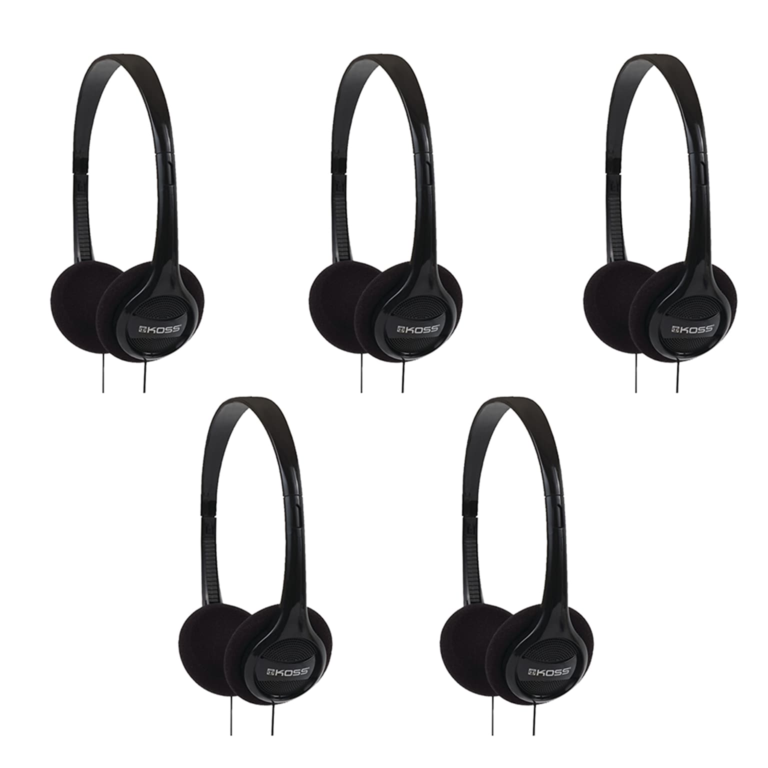 Koss On-Ear Headphones, Black, 5/Pack (190238)