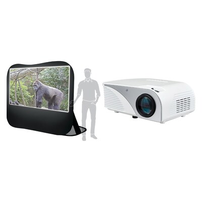 GPX 1080p Mini Projector (Pj308w) & Sima Pop-up Projection Screen, 120 (Xl-120pop)