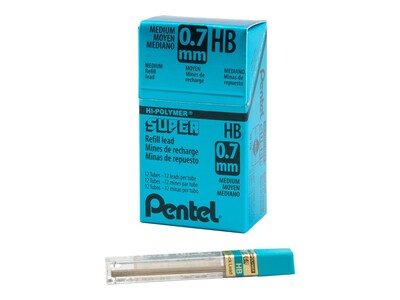 Pentel Super Hi-Polymer Lead Refill, 0.7mm, 12/Leads (50-HB)