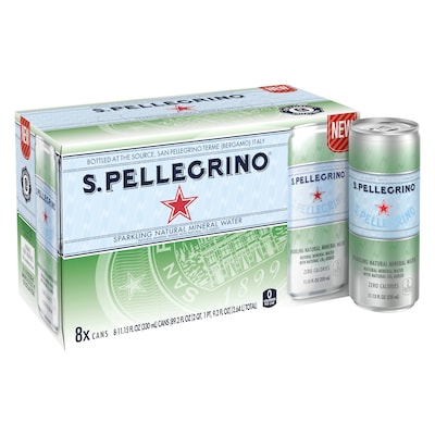  S.Pellegrino Sparkling Natural Mineral Water, 11.15 Fl oz. Cans (8 Count), 8/Pack (12394227) 