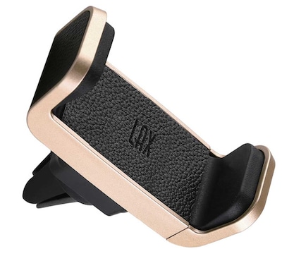 LAX Luxurious Vegan Leather Car Mount Phone Holder for Smartphones, Gold (LTHVENTMNT-GLD)