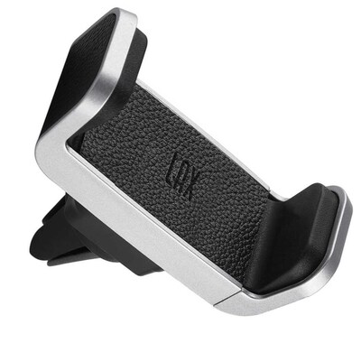 LAX Luxurious Vegan Leather Car Mount Phone Holder for Smartphones, Silver (LTHVENTMNT-SLV)