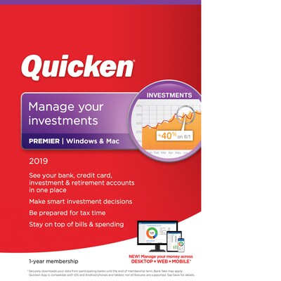 Quicken Premier 2019 for 1 User, Windows/Mac, Download (0170238)