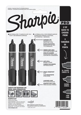 Sharpie PRO Permanent Markers, Fine Tip, Black, 12/Pack (2017818)