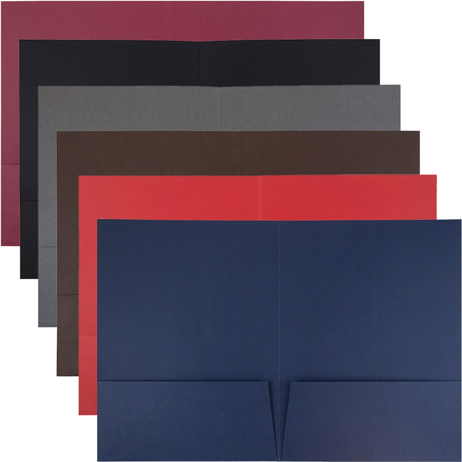 JAM Paper® Two-Pocket Textured Linen Business Folders, Assorted Colors, 6/Pack (386LASSRT)