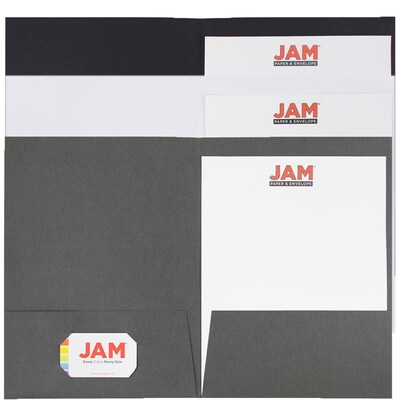 JAM Paper Linen 2-Pocket Folders, Multicolored, Assorted Business Colors, 6/Pack (24365119)