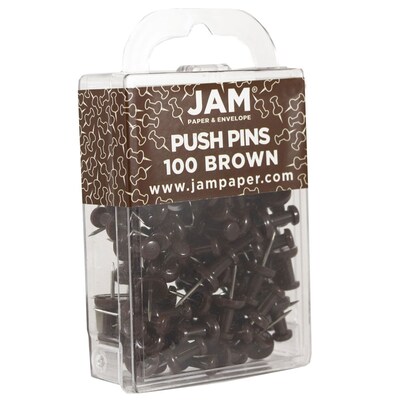 JAM Paper Pushpins, Chocolate Brown, 2 Packs of 100 (222419049A)