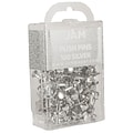 JAM Paper Push Pins, Silver, 2 Packs of 100 (222419054A)
