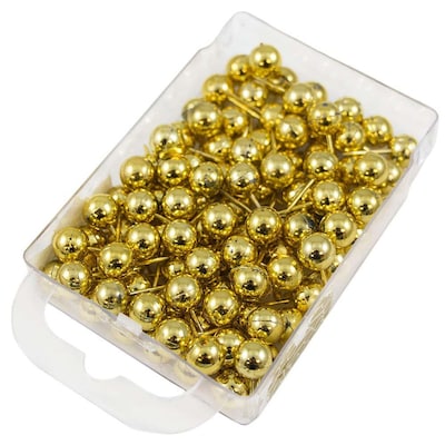 Jam Paper Colorful Push Pins - Round Head Map Thumb Tacks - Pushpins - 100  Per Pack - Gold