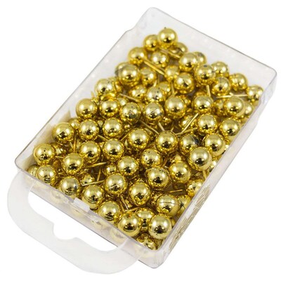 Jam Paper Colorful Push Pins - Round Head Map Thumb Tacks - Pushpins - 100  Per Pack - Gold