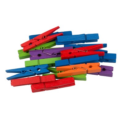 JAM Paper Wood Clip Extra Large, Clothespins, Assorted Colors, 20/Pack (230734410)