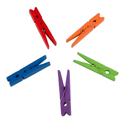 JAM Paper Wood Clip Extra Large, Clothespins, Assorted Colors, 20/Pack (230734410)