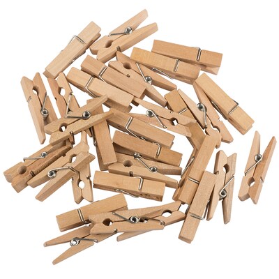 JAM Paper Wood Clip Clothespins, Large, Natural, 30/Pack (230734411)