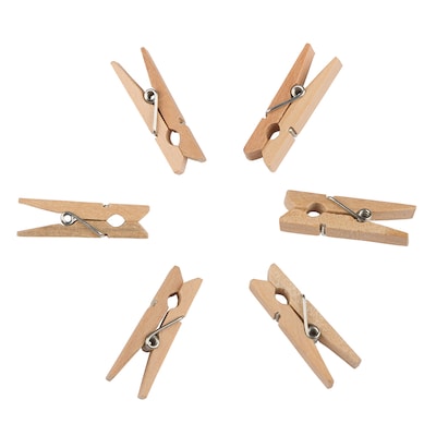 JAM Paper Wood Clip Clothespins, Large, Natural, 30/Pack (230734411)