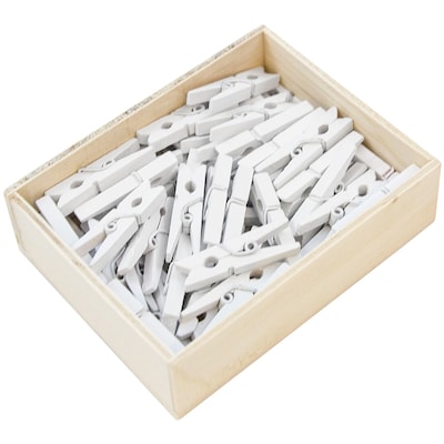 JAM Paper Wood Clip Medium Wood Clothespins, White Clothes Pins, 2 Packs of 50 (2230719109A)