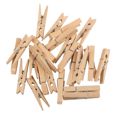 JAM Paper Wood Clip Extra Large, Clothespins, Natural, 24/Pack (230734412)