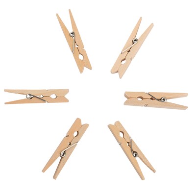 JAM Paper Wood Clip Extra Large, Clothespins, Natural, 24/Pack (230734412)