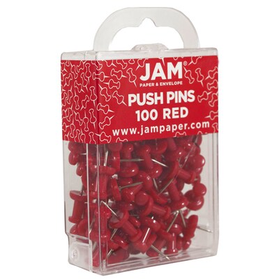 JAM Paper & Envelope Push Pins, Red, 2 Packs of 100 