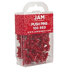 JAM Paper Pushpins, Red, 2 Packs of 100 (2242955A)