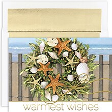JAM Paper® Christmas Cards Set, Warm Wishes Wreath, 18/Pack (526917500)