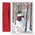 JAM Paper® Christmas Cards Set, Snowman with Cardinal, 18/Pack (526902200)