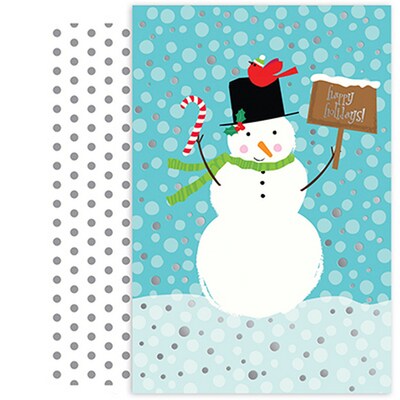 JAM Paper® Christmas Cards Set, Candy Cane Snowmen, 18/Pack (526912900)