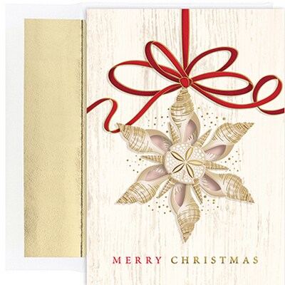 JAM Paper® Christmas Cards Set, Shell Ornament, 18/Pack (526918900)