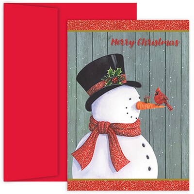 JAM Paper® Christmas Cards Set, Classy Snowman, 18/Pack (526913500)