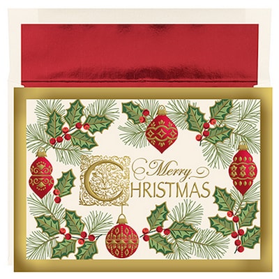 JAM Paper® Christmas Cards Set, Antique Christmas, 16/Pack (526898700)