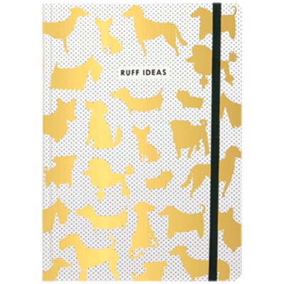 JAM Paper® Hardcover Notebook with Elastic, 5 3/4 x 8 1/4, Ruff Ideas Journal, 160 Lined Sheets, Sold Individually (377234316)
