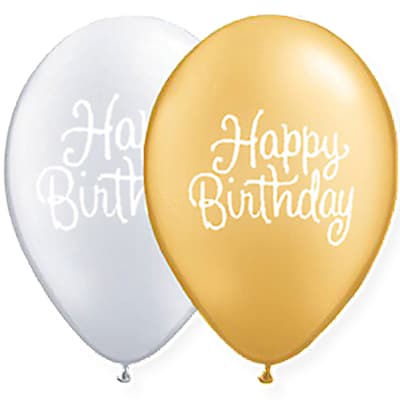 JAM Paper® Party Balloons, 12 Inch Latex Balloons, Silver & Gold Birthday Assortment, 36/Pack (377834399A)