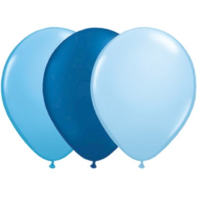 JAM Paper® Party Balloons, 12 Inch Latex Balloons, Blue Assortment, 36/Pack (377834379A)