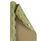 JAM Paper® Christmas Wrapping Paper Rolls, Assorted Kraft Red Trees & Kraft Green Trees, 12 Sq. Ft (165KTRG)