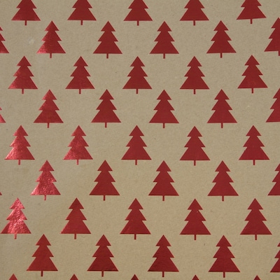 JAM Paper® Christmas Wrapping Paper Rolls, Assorted Kraft Red Trees & Kraft Green Trees, 12 Sq. Ft (165KTRG)