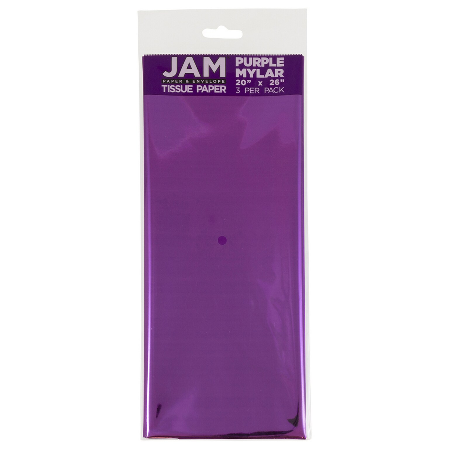 JAM Paper 20 x 26 Tissue Paper, Purple Mylar, 3 Sheets/Pack (11734228)
