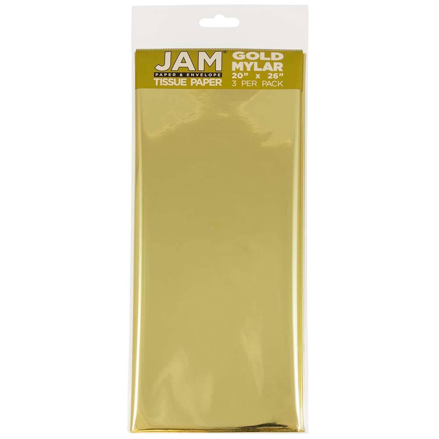 JAM Paper® Gift Tissue Paper, Gold Mylar, 3 Sheets/Pack (11734227)