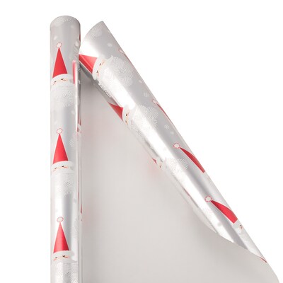 JAM Paper® Gift Wrap, Christmas Wrapping Paper, 12 Sq. Ft, Snowflake Santa, Roll Sold Individually (