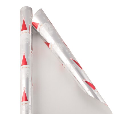 JAM Paper® Gift Wrap, Christmas Wrapping Paper, 12 Sq. Ft, Snowflake Santa, Roll Sold Individually (165534549)