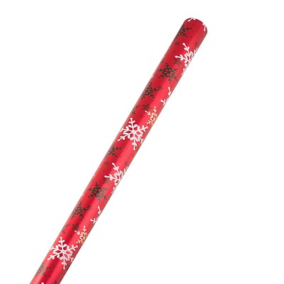 JAM Paper® Gift Wrap, Christmas Wrapping Paper, 12 Sq. Ft, Red Christmas Sky, Roll Sold Individually (165534328)