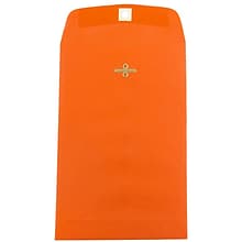 JAM Paper Open End Catalog Envelopes with Clasp Closure, 6 x 9, Orange Recycled, 50/Pack (V0128127
