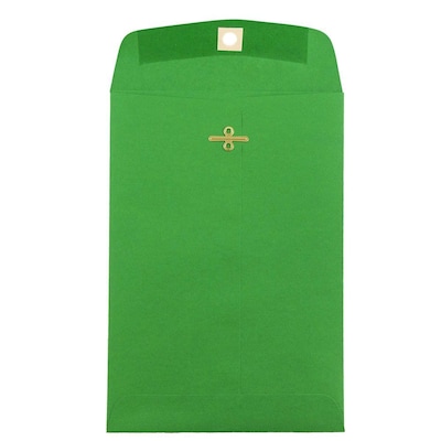 JAM Paper Open End Catalog Envelopes with Clasp Closure, 6 x 9, Green Recycled, 50/Pack (87923I)