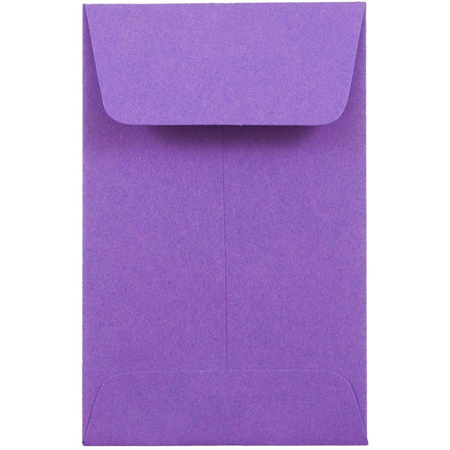 JAM Paper® #1 Coin Business Colored Envelopes, 2.25 x 3.5, Violet Purple Recycled, 100/Pack (353027837F)