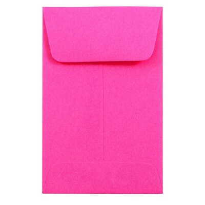 JAM Paper® #1 Coin Business Colored Envelopes, 2.25 x 3.5, Ultra Fuchsia Pink, 100/Pack (352927832F)