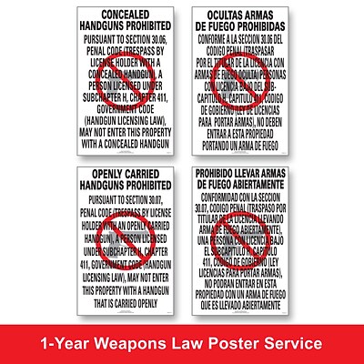 ComplyRight™ Weapons Law Poster Service, Texas, 17 x 11 (U1200CWPTX)