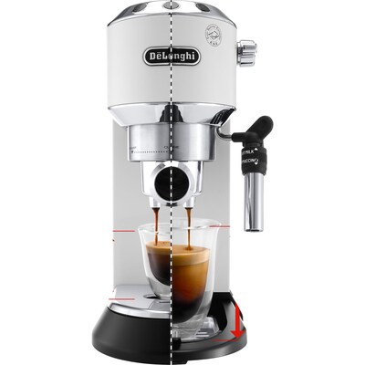 DeLonghi Dedica Deluxe (EC685W) 15-Bar Pump Espresso Machine with Rapid Cappuccino System, White