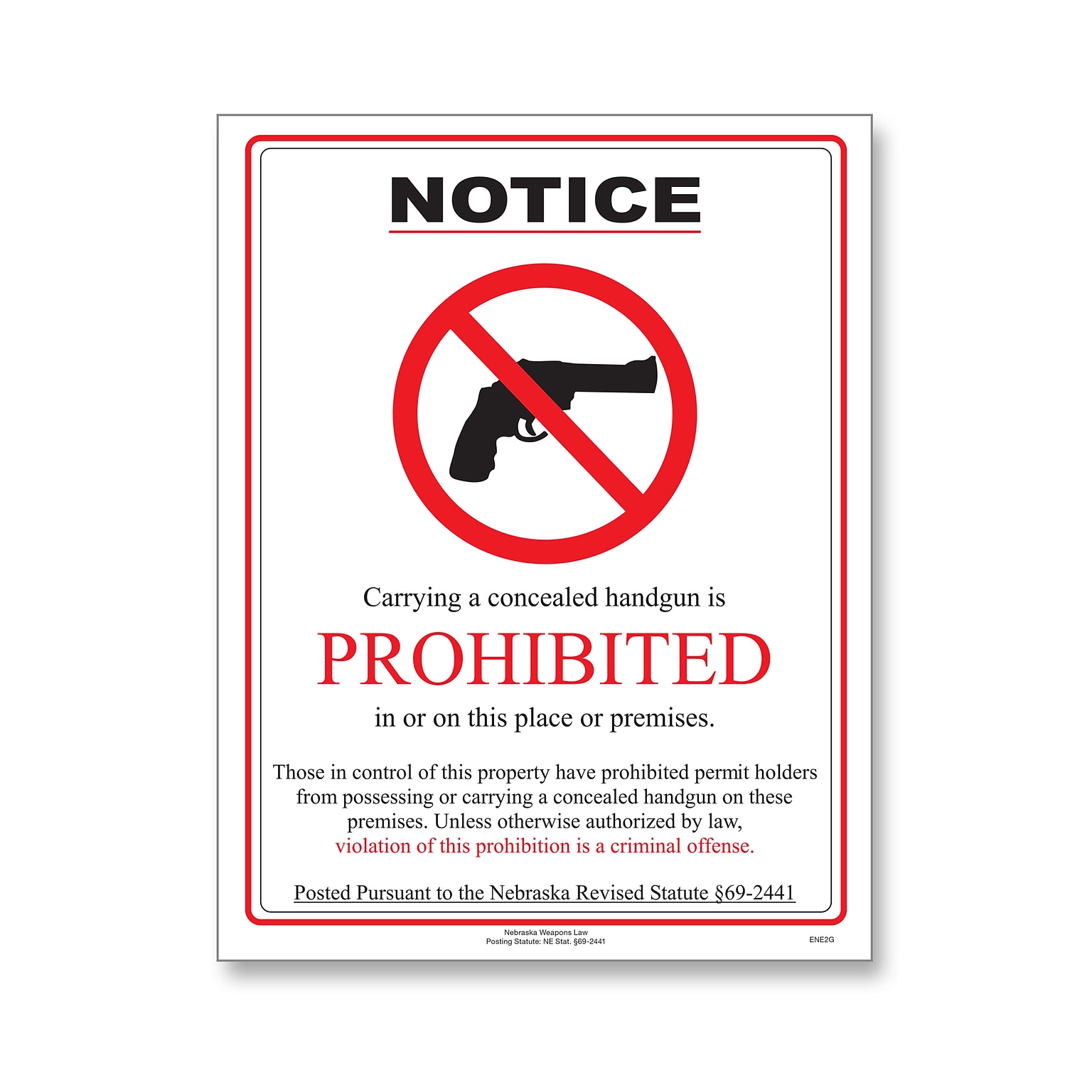 ComplyRight Weapons Law Posters, Nebraska, 11 x 8.5 (E8077NE)