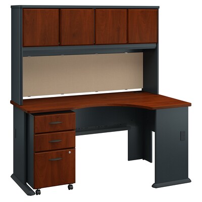 Bush Business Furniture Cubix Right Corner Desk With Hutch And Mobile File Cabinet Hansen Cherry Ga Quill Com
