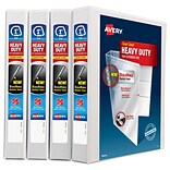 Avery Heavy-Duty View Binder, 1 One Touch Rings, 275-Sheet Capacity, DuraHinge, White, 4/Pack (7978