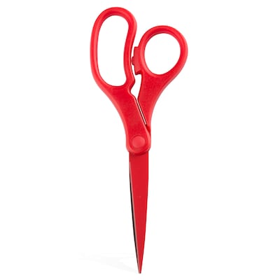 JAM Paper® Heavy Duty Multi-Purpose Precision Scissors, 8 Inch, Red, Stainless Steel Blades, Sold Individually (342RE)
